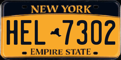 NY license plate HEL7302