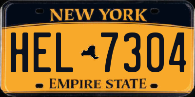 NY license plate HEL7304