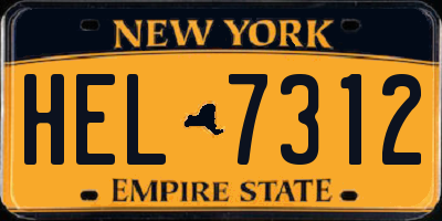 NY license plate HEL7312