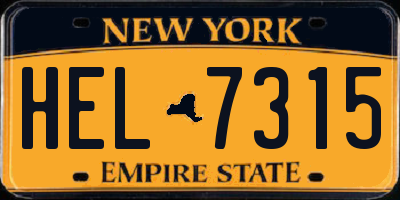 NY license plate HEL7315