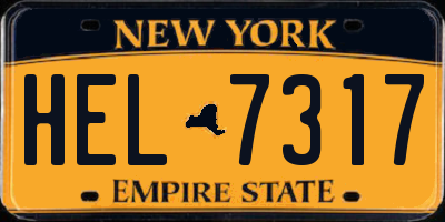 NY license plate HEL7317