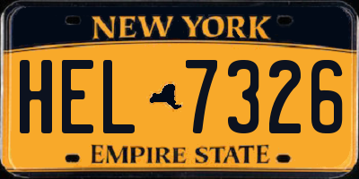 NY license plate HEL7326