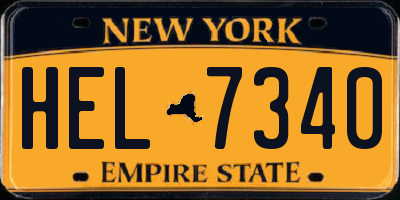 NY license plate HEL7340