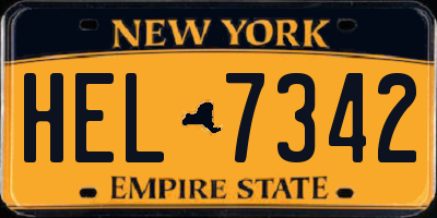 NY license plate HEL7342