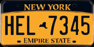 NY license plate HEL7345