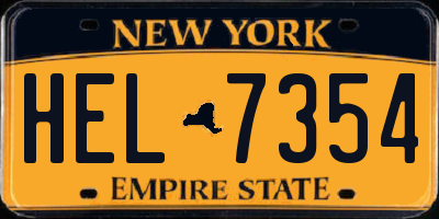 NY license plate HEL7354