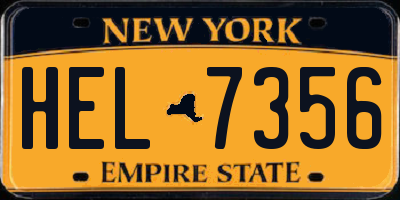 NY license plate HEL7356