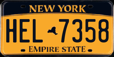 NY license plate HEL7358
