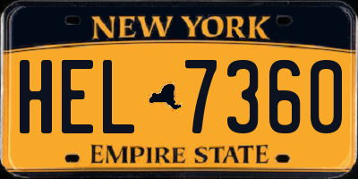 NY license plate HEL7360