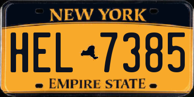 NY license plate HEL7385