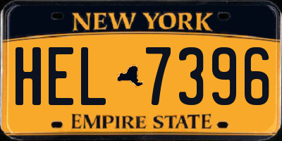 NY license plate HEL7396