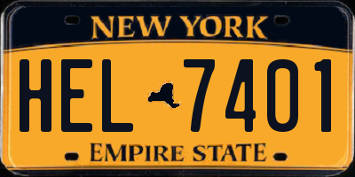NY license plate HEL7401