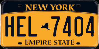 NY license plate HEL7404
