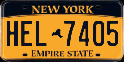 NY license plate HEL7405