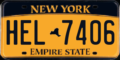 NY license plate HEL7406