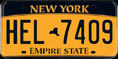 NY license plate HEL7409