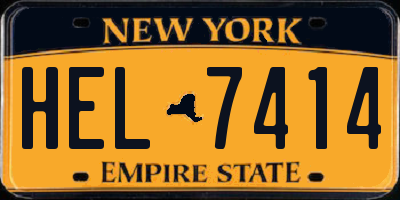 NY license plate HEL7414