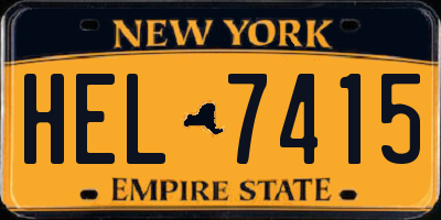 NY license plate HEL7415