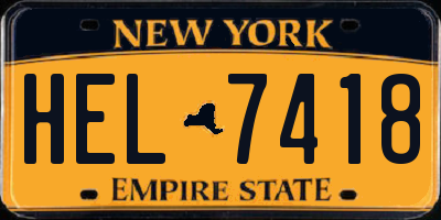 NY license plate HEL7418