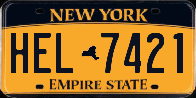 NY license plate HEL7421