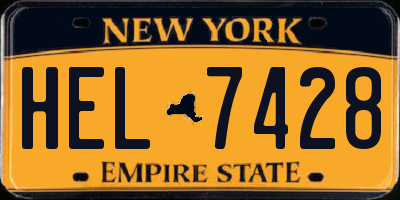 NY license plate HEL7428