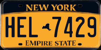 NY license plate HEL7429