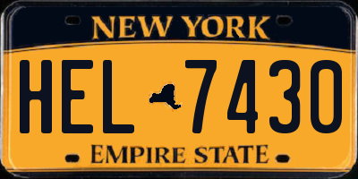 NY license plate HEL7430