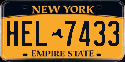 NY license plate HEL7433