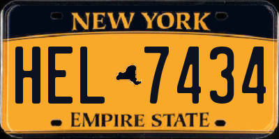 NY license plate HEL7434