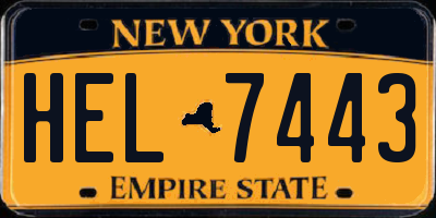 NY license plate HEL7443
