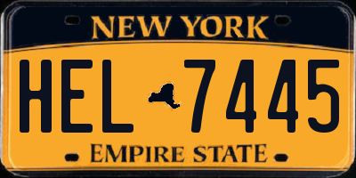 NY license plate HEL7445
