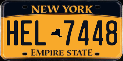 NY license plate HEL7448
