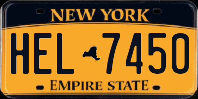 NY license plate HEL7450