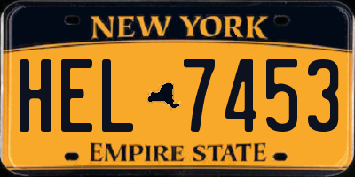 NY license plate HEL7453