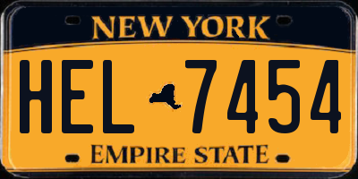 NY license plate HEL7454