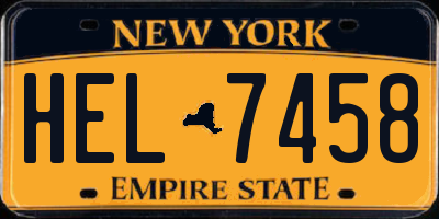 NY license plate HEL7458