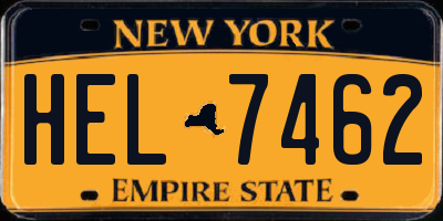 NY license plate HEL7462