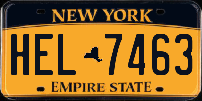 NY license plate HEL7463