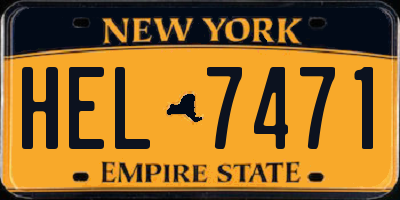 NY license plate HEL7471