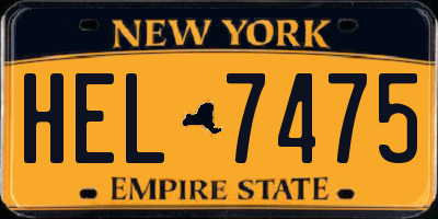 NY license plate HEL7475