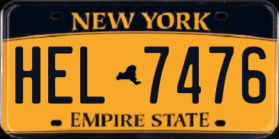 NY license plate HEL7476