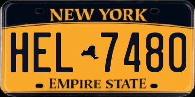 NY license plate HEL7480