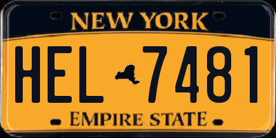 NY license plate HEL7481