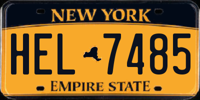 NY license plate HEL7485