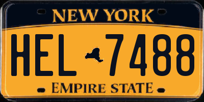NY license plate HEL7488