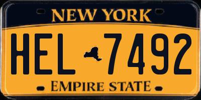 NY license plate HEL7492