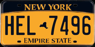 NY license plate HEL7496