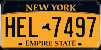 NY license plate HEL7497