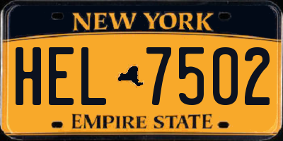 NY license plate HEL7502