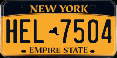 NY license plate HEL7504